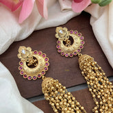 Premium Floral Jada Billai with Golden Pearl Maatil-Bun Billai-Red-G13073